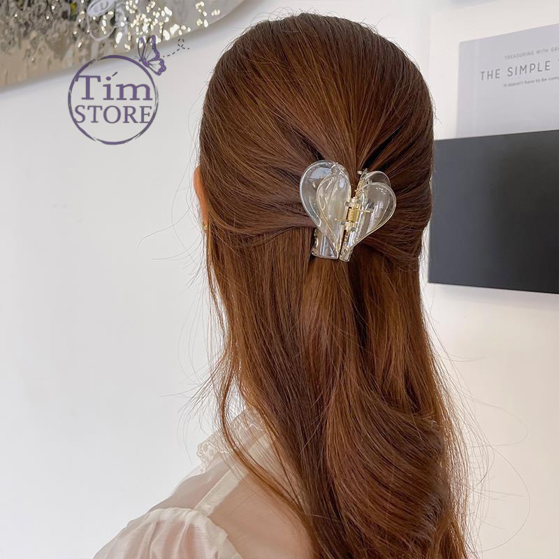 Kẹp gấp tóc nữ hình trái tim nhựa đẹp dày cao cấp TIMSTORE kẹp búi tóc phong cách hàn quốc dễ thương trẻ trung