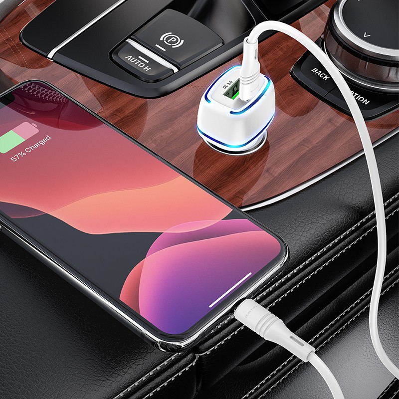 Tẩu Sạc Xe Ô Tô | Cốc Sạc Xe Hơi Borofone QC3.0, 1 Cổng USB, 1 Cổng Type C