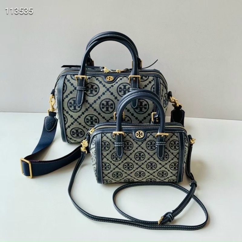 Túi Tory burch dáng trống, hoạ tiết vải bố hot trand TB