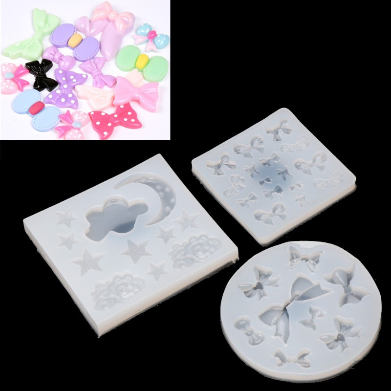 Khuôn Silicon Làm Trang Sức DIY Từ Epoxy Resin Hình Nơ / Ngôi Sao / Mặt Trăng Xinh Xắn