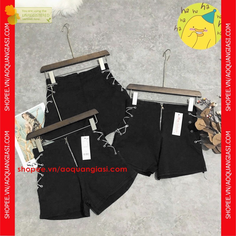 quần sọt nữ dây kéo xích hông mt1080, mt648, mt406, mt329 màu đen size, s, m, l quyến rũ aoquangiasi.com