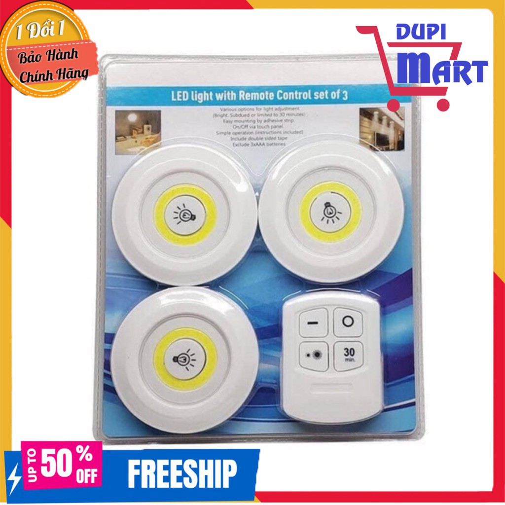 [SIÊU HOT❤️]Bộ 3 led mini dán tường thông minhcó điều khiển từ xa hẹn giờ tắt 🌈 Ánh sáng Vàng - Trắng | BigBuy360 - bigbuy360.vn