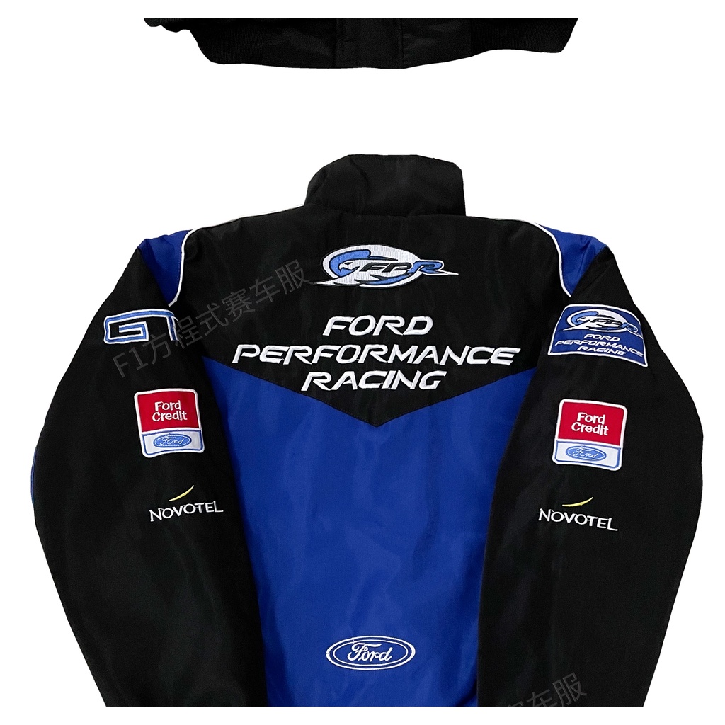 F1 Áo Khoác Cotton Cổ Đứng Thêu Họa Tiết Xe Đua Ford Hạng Nặng Thời Thượng