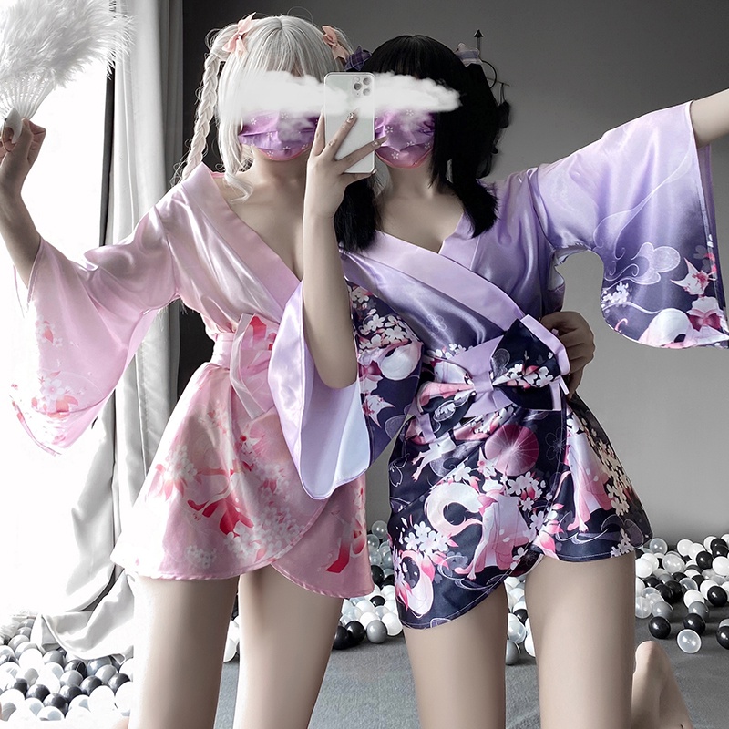 Bộ Đồ Ngủ kimono Bằng Vải Voan Thoáng Khí Phong Cách Nhật Bản Quyến Rũ 9409 | BigBuy360 - bigbuy360.vn