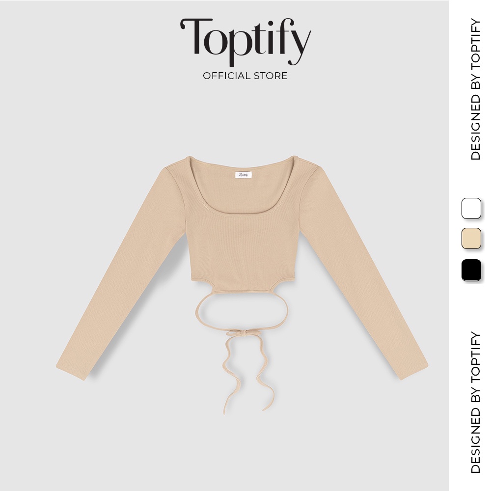 Áo croptop nữ body dài tay TOPTIFY khoét eo cột dây Ella Rose AC226