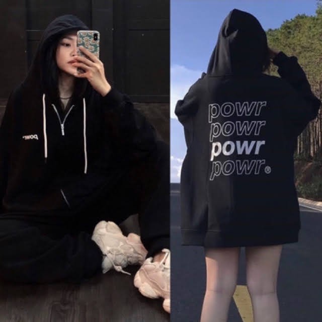 Áo khoác nam nữ nỉ ngoại dây kéo form rộng POWR | BigBuy360 - bigbuy360.vn