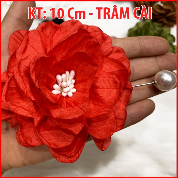 Tag Cài Áo Hoa Mẫu Đơn Lớn Có Ghim, Phụ Kiện Handmade Màu Hồng, Xanh, Đen, Trắng, Nude, Đỏ CH005