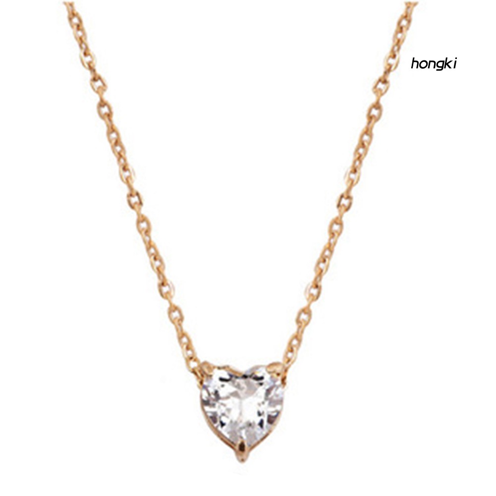 vòng cổ Hợp Kim Mặt Hình Trái Tim Đính Đá Zircon Thời Trang Cho Nữ