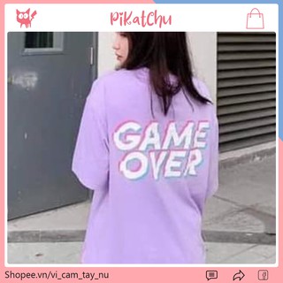 [Hàng cao cấp] Áo thun tay lỡ, áo phông nam nữ unisex game over form rộng vải cotton 1hitshop _PiKatChu