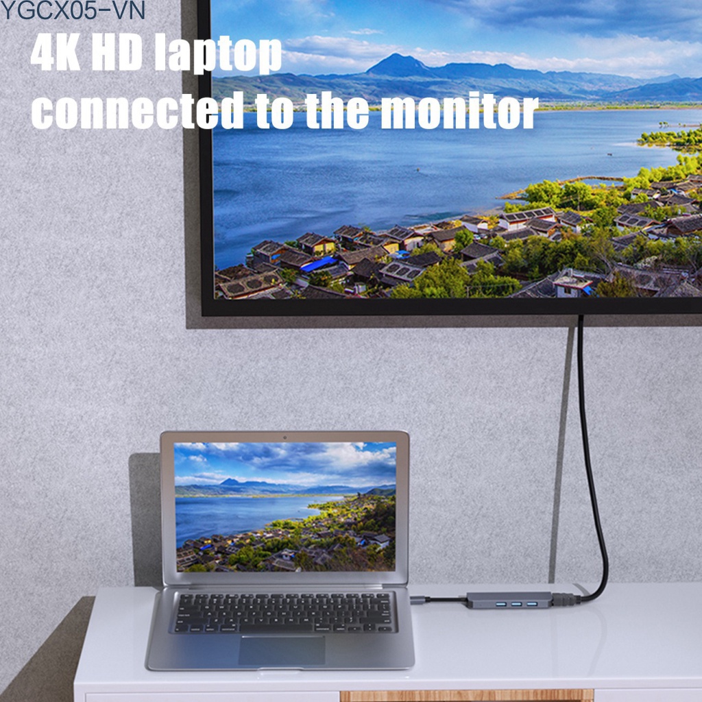 Bộ Chuyển Đổi Usb C Sang 4k Hdmi 4 Trong 1 Tốc Độ Cao 5gbps Usb 3.0 Hub Cho Laptop | BigBuy360 - bigbuy360.vn
