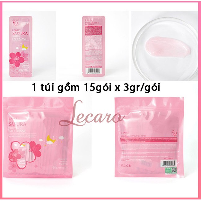 [Sakura Mặt Nạ Ngủ] Bịch 15 Miếng Mặt Nạ Ngủ Hoa Anh Đào Sakura Laikou Chính Hãng Mặt Nạ Ngủ Laikou#