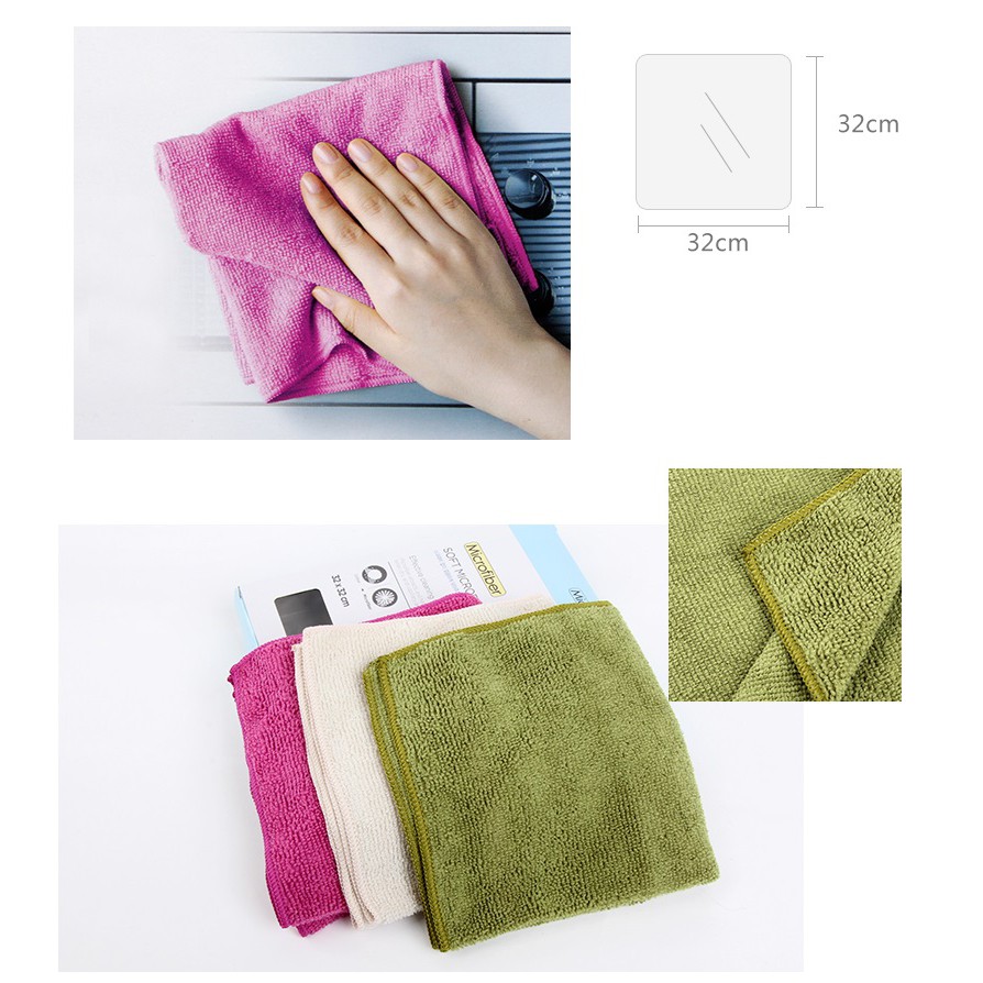 [ LOCK&LOCK CHÍNH HÃNG ] Set 3 khăn lau (32 x 32cm) chùi Microfiber Soft Cloth