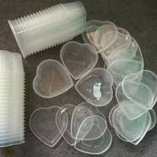 Set 50 khuôn nhựa bánh Flan Trái tim và Bông Hồng