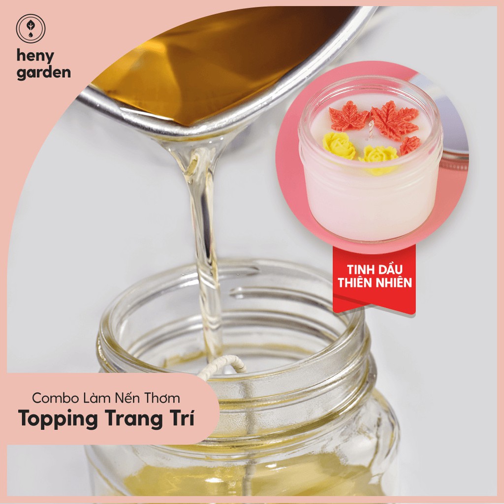 Set Tự Làm Nến Thơm Handmade Topping Hoa Với Tinh Dầu Thiên Nhiên Heny Garden - Nguyên Liệu Làm Nến Thơm