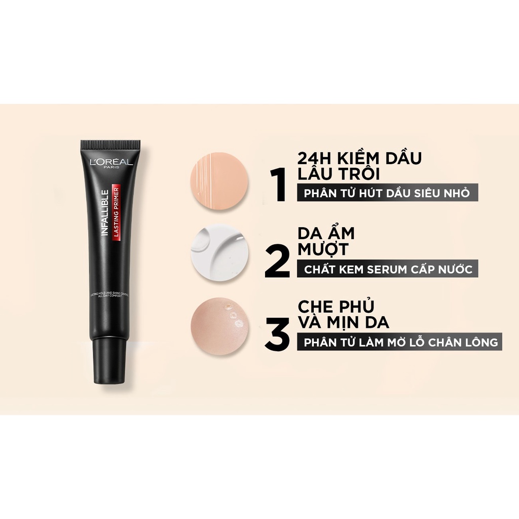 Kem Lót L'Oréal Infallible Kiềm Dầu Bền Màu Lâu Trôi 30ml Infallible Lasting Primer