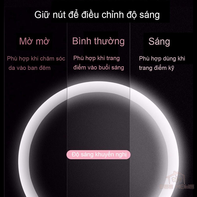 ( HÀNG MỚI VỀ ) Gương Led Trang Điểm Để Bàn, Gương Đèn Led Dáng Tròn có Cảm Ứng Tắt/Mở_Beehome