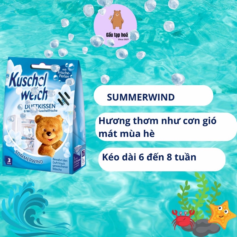 Túi thơm tủ quần áo cho bé Kuschel weich hình gấu trẻ em an toàn- Hàng Đức