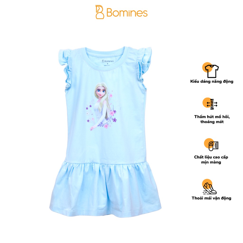Váy bé gái kiểu cánh tiên công chúa Elsa vải cotton thoáng mát BOMINES cho trẻ em từ 3 đến 10 tuổi 12kg đến 30kg