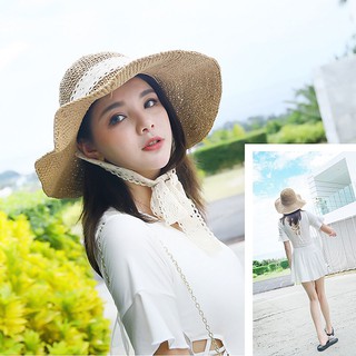 Mũ cói mềm thắt nơ ren vintage - mtt5 ruby6886_shop