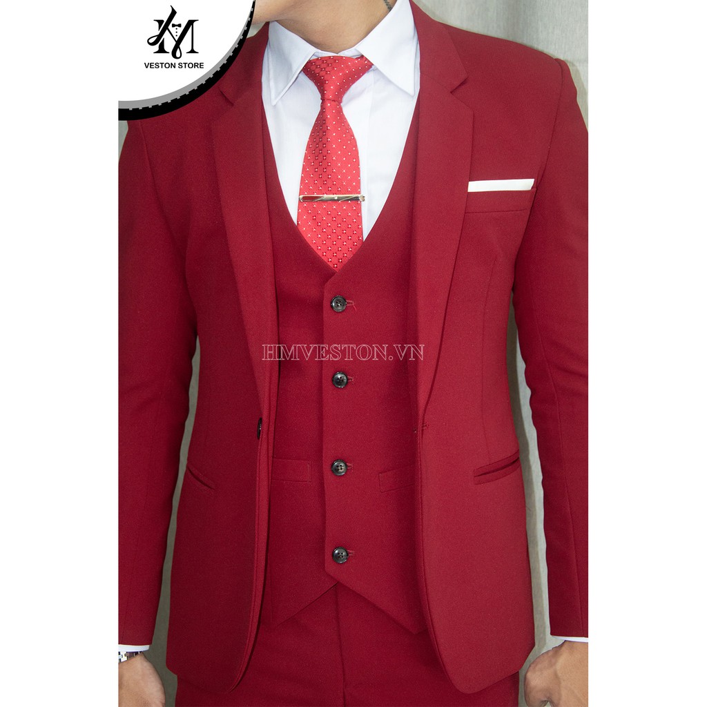 Combo Bộ Vest Nam Ôm Body + Gile + áo sơ mi + phụ kiện