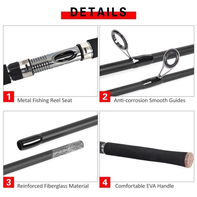 Cần câu rỗng 2 khúc leo câu lure 1,8 m - 2,1 m cần máy đứng y hình giá rẻ