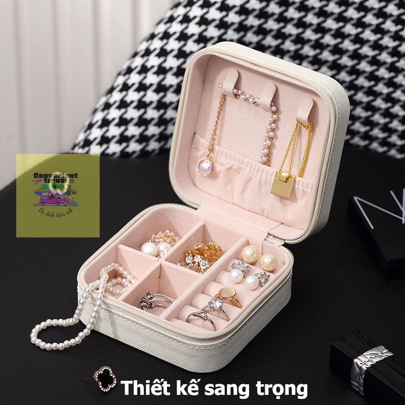 Hộp đựng phụ kiện trang sức CASEGRACE, hộp nữ trang bọc da sang trọng, hộp đựng nhẫn, dây chuyền bông tai