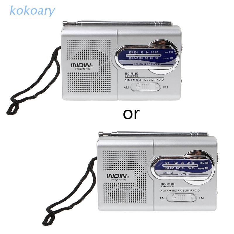 Radio 2 băng tần mini KOK BC-R119 có ăng ten thu sóng AM FM DC 3V