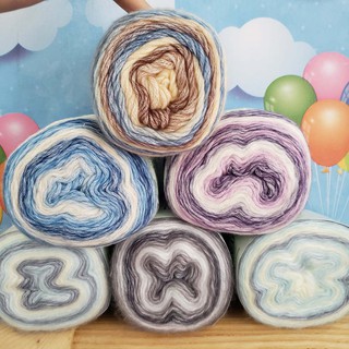 Len lông cừu, len sợi loang màu Colorful, len bánh nhiều màu