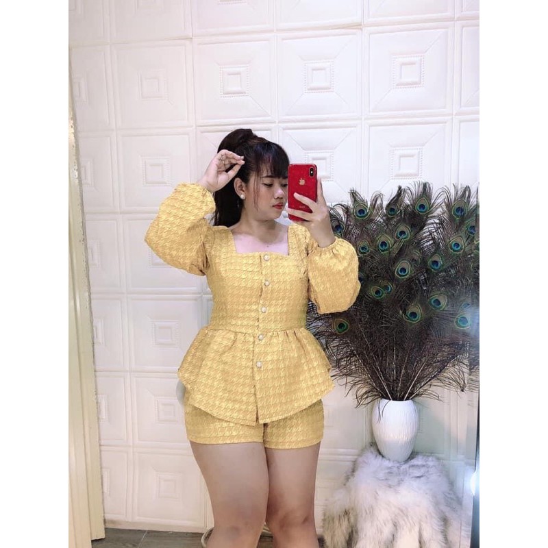(SHOP TÁO ĐỎ BIGSIZE 55KG-90KG) Set áo peplum quần đùi sang chảnh - mặc đi chơi, đi tiệc