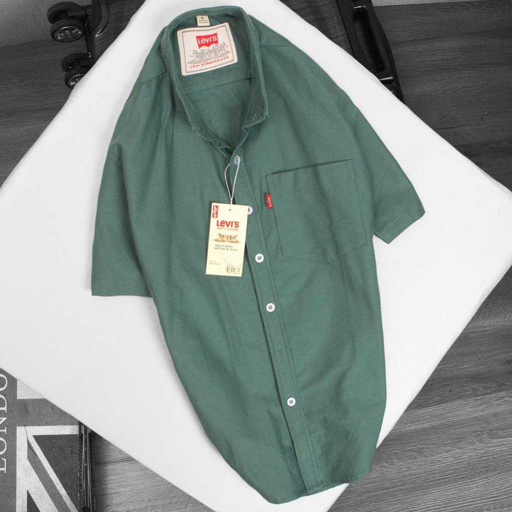 Áo sơ mi nam LEVIS cao cấp ngắn tay màu xanh lá vải Oxford xuất khẩu - Phong Cách Bản Lĩnh Đàn Ông ⚡