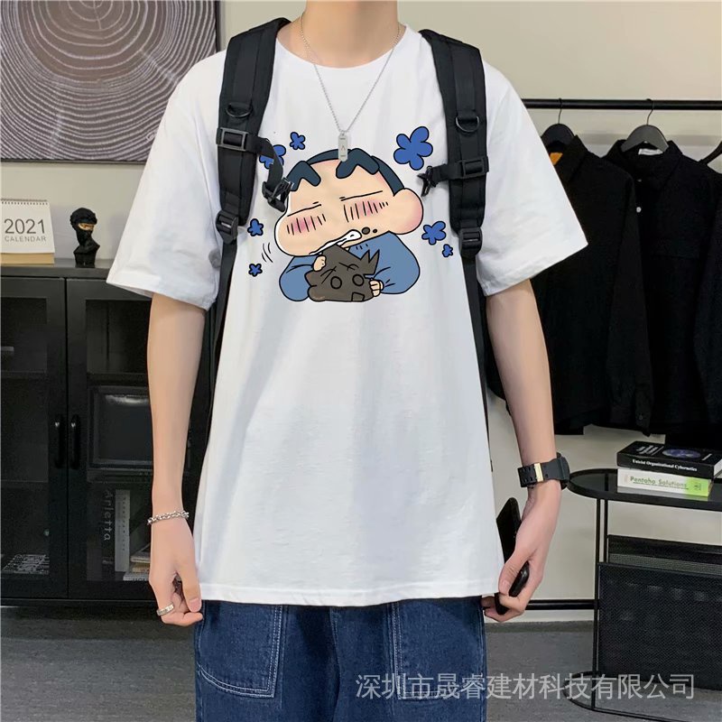 Áo Thun Tay Ngắn In Hoạt Hình Cậu Bé Bút Chì Shin Kiểu Hồng Kông Cá Tính Cho Nam Nữ S-8Xl