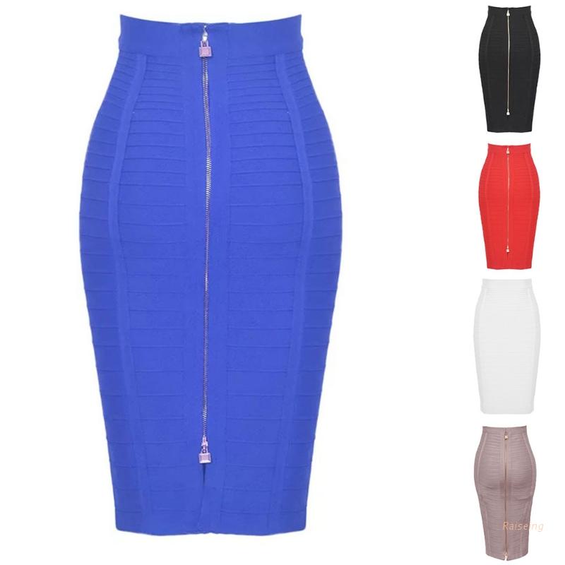 Chân Váy Bút Chì Lưng Cao Màu Trơn Thiết Kế Dây Kéo Thời Trang Cho Nữ