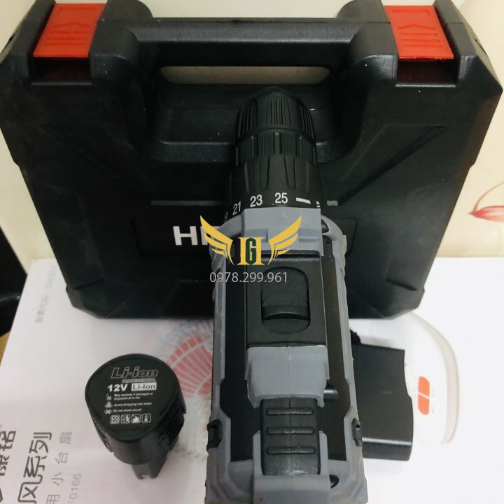 THANH LÝ!!! Máy Khoan Pin HITACHI 12V, Bắn Vít - Khoan Cầm Tay 2 Cấp Tốc Độ, 100% Đồng, Siêu bền, Có Đèn