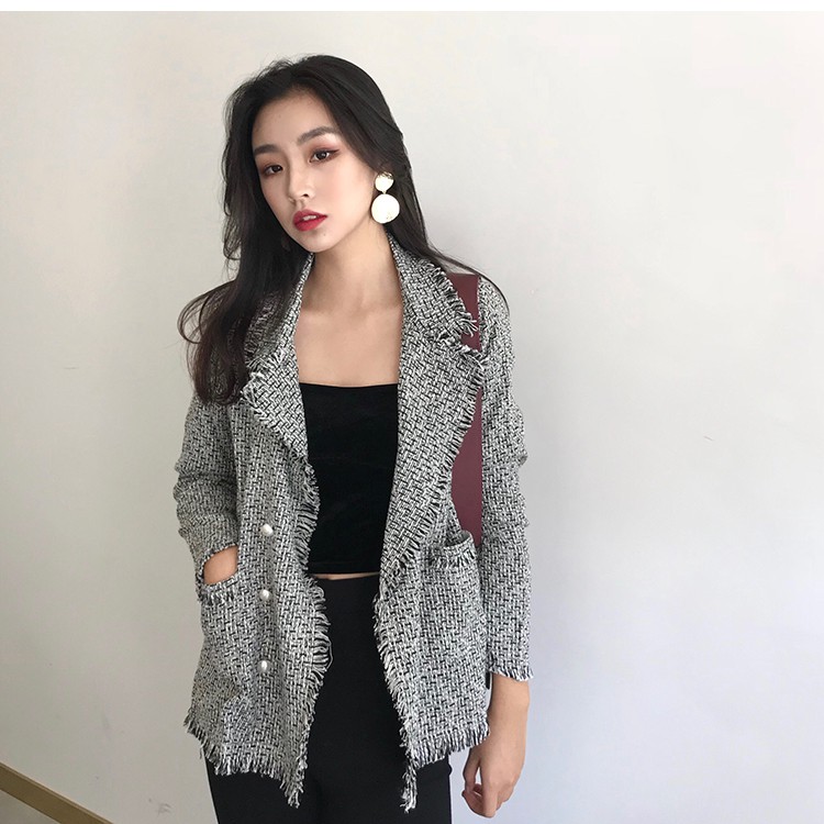 Áo khoác dạ nữ tweed áo khoác mỏng VT33