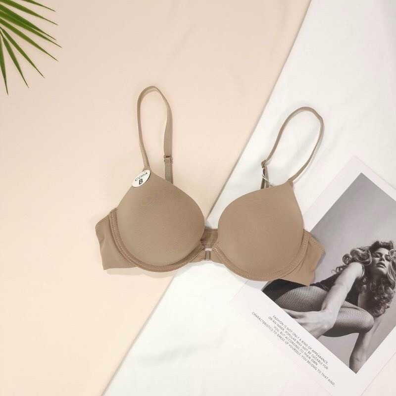Áo ngực, lót nữ dễ thương cài trước đẹp kèm đệm mút kép nâng cao cấp Double T đủ màu trơn da, trắng, đen