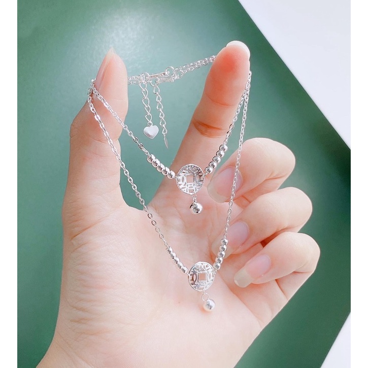 Lắc tay, lắc chân bạc ta DaLiA Jewelry hình kim tiền
