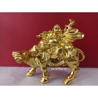 Di lặc dát vàng di lặc cưỡi trâu bằng đồng dát vàng tượng thần tài cưỡi trâu đồng thau dát vàng tài lộc hàng VIP