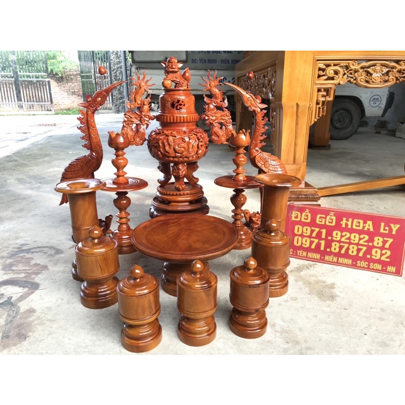 Bộ thờ 13 món gỗ mít