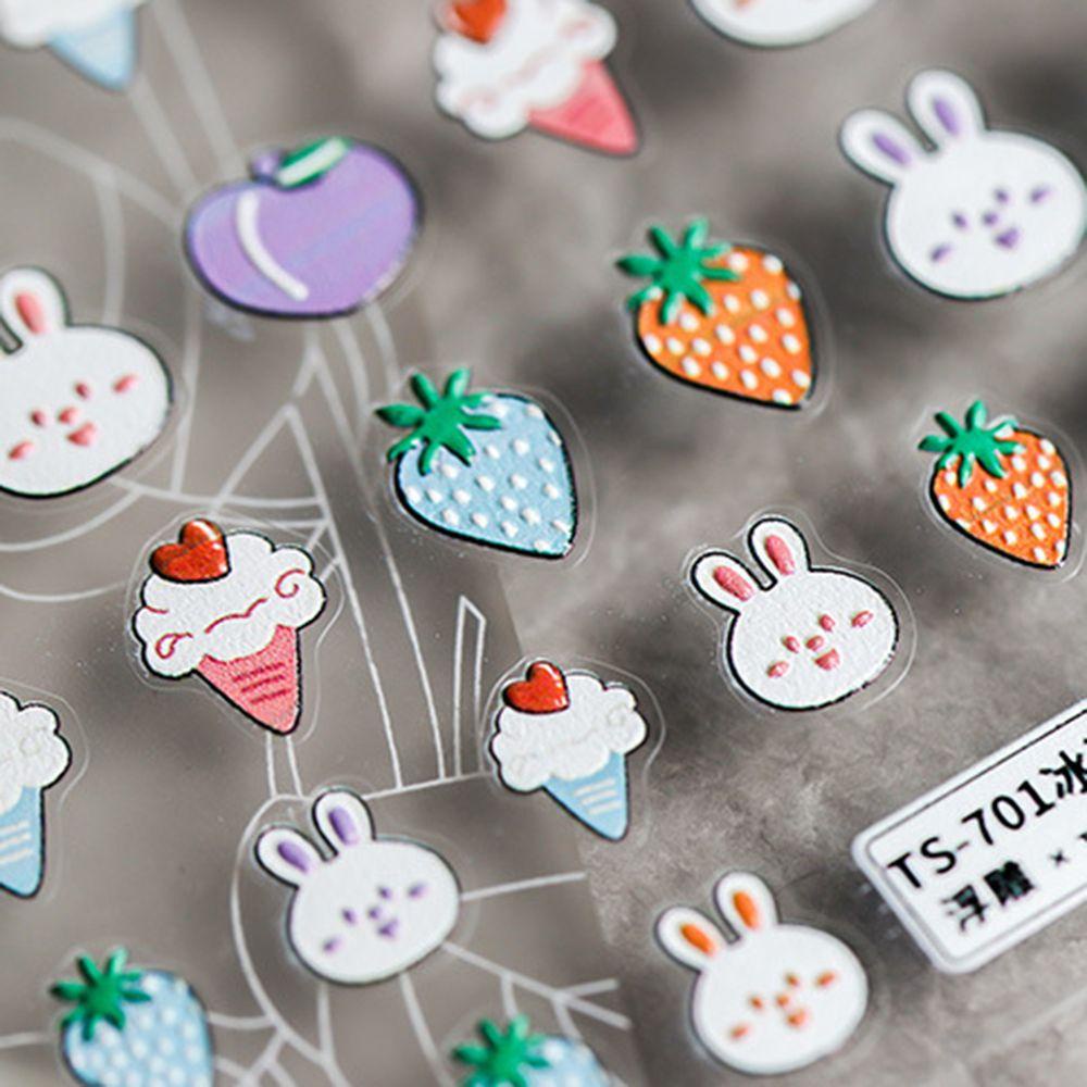 Hình Dán Trang Trí Móng Tay Siêu Mỏng Họa Tiết Gấu Và Kem Dễ Thương