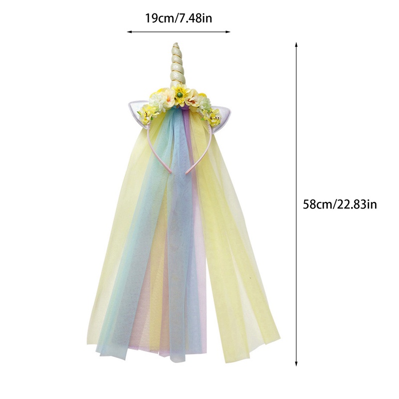 Ygt Băng Đô Cài Tóc Hình Sừng Kỳ Lân Đính Hoa Handmade Dễ Thương Cho Bé Gái