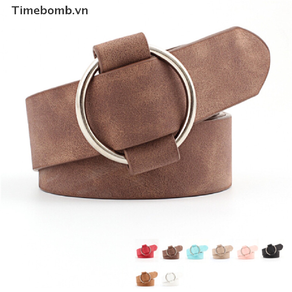 Thắt Lưng Da Khóa Tròn Kim Loại Phong Cách Boho Cổ Điển Thời Trang Cho Nữ