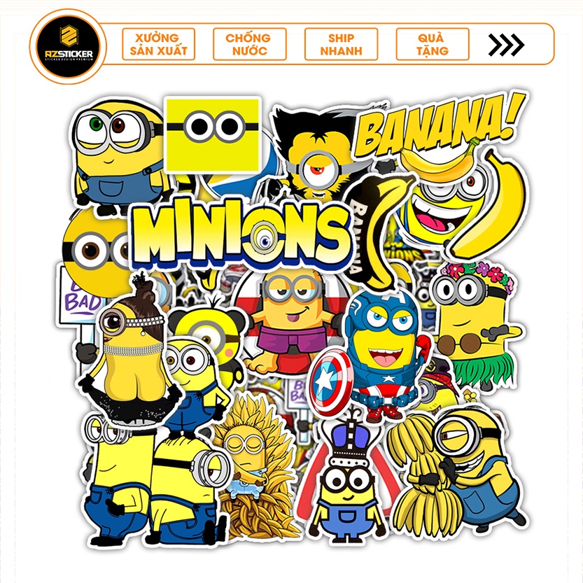 Sticker Minion Dán Nón bảo Hiểm Chống Nước - Hình Dán Laptop Cute