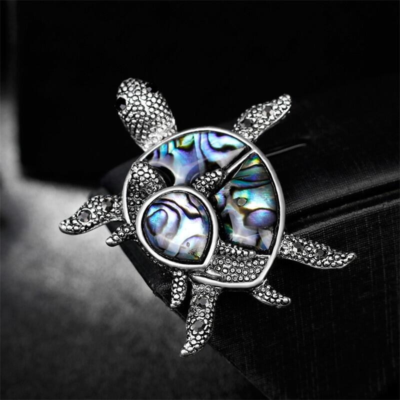 Ghim Cài Áo Hình Rùa Vỏ Sò Tự Nhiên Bằng Hợp Kim Thời Trang Cho Nam Nữ