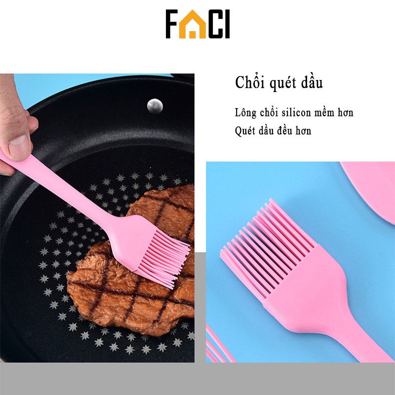 Bộ dụng cụ nhà bếp, nấu ăn làm bánh silicon 5 món chịu nhiệt tiện dụng FACI_Official BLB-F