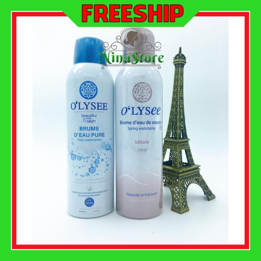 Xịt khoáng dưỡng da - cấp ẩm O'lysee Pure waterspray chính hãng Pháp cao cấp 150ml - 400ml Ninastore