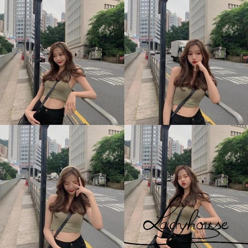 Áo Croptop Sát Nách Màu Sắc Trơn Thời Trang Mùa Hè Cho Nữ