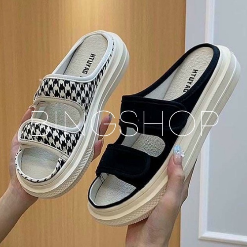 Dép quai ngang độn đế bánh mì Bingshop 3 màu siêu hot