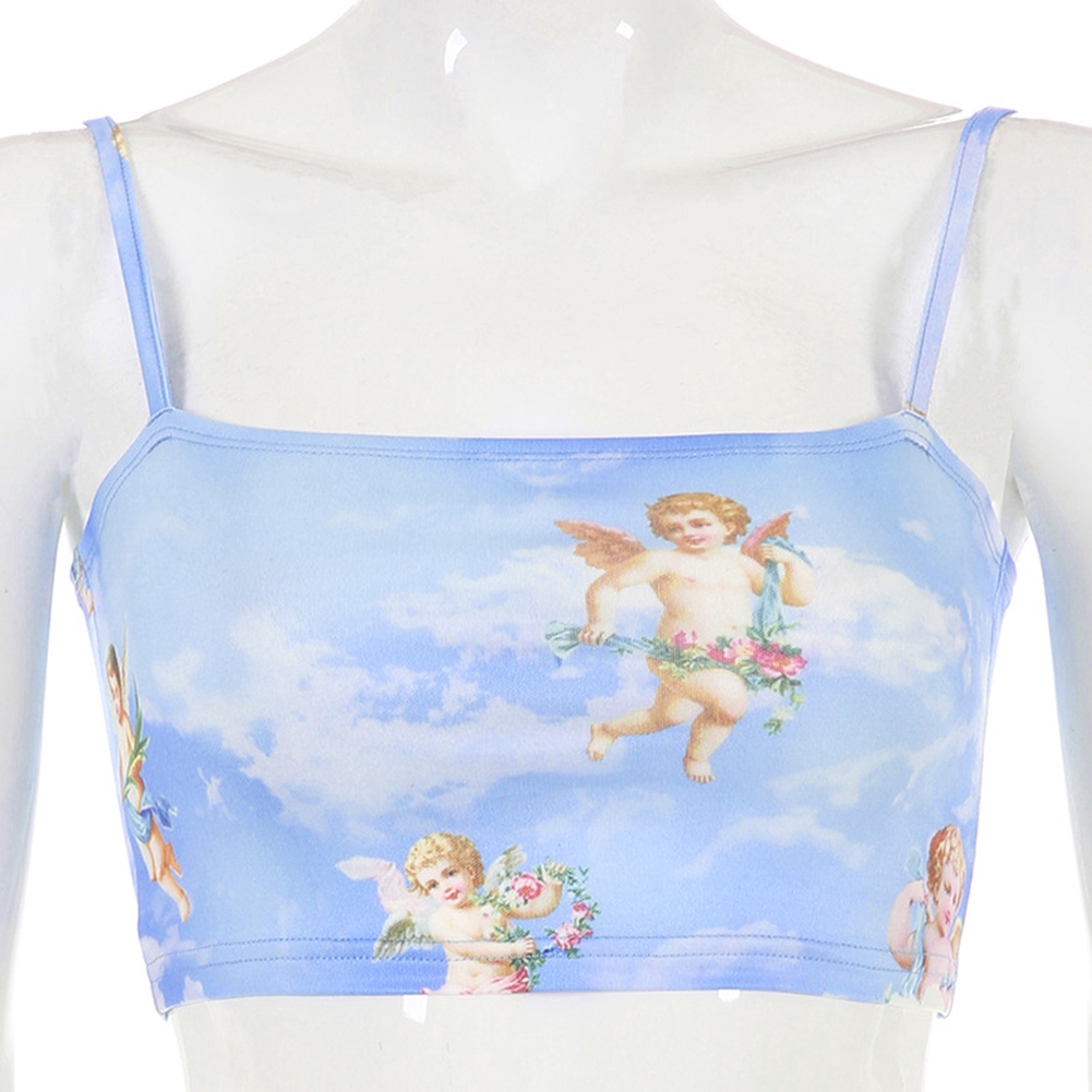 Áo tank top sát nách dây mảnh hoạ tiết in thiết kế quyến rũ | BigBuy360 - bigbuy360.vn