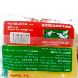 Miếng mút rửa chén 2 mặt xanh vàng