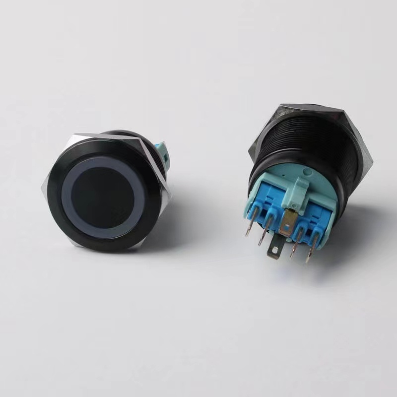 Công Tắc Nút Kim Loại 22mm Oxidized Màu Đen 12V 24V 220V Cho Đèn